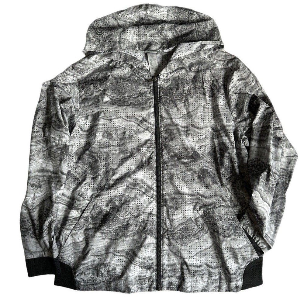 Champion C9 Womens XXL Gray Marble Perforated‎ Mesh Full Zip Hooded Windbreaker